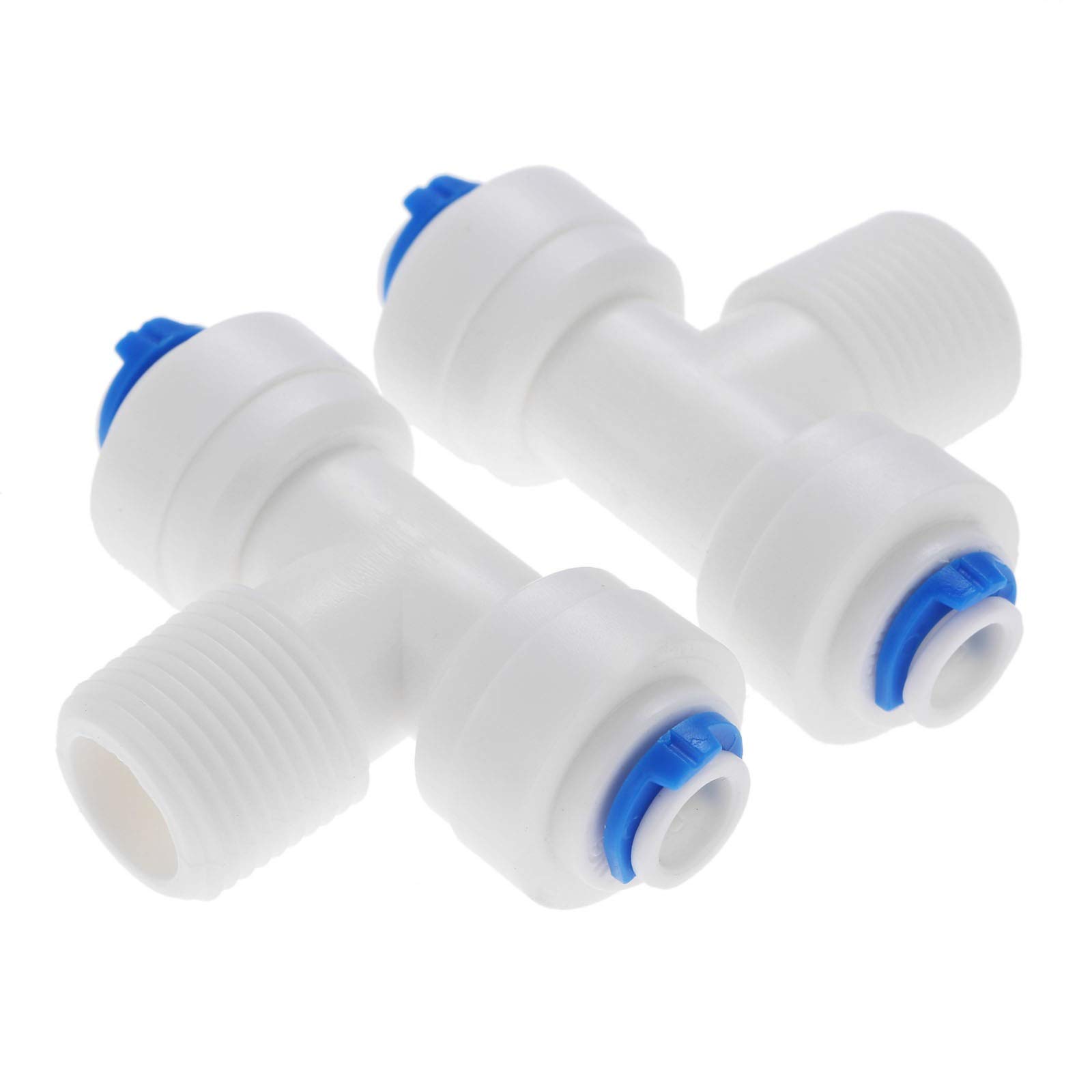 Conexión de Manguera, jardín rápida 2 Piezas tubería ósmosis inversa T en Forma 1/4 Adaptador Conector Acoplamiento plástico 3/8