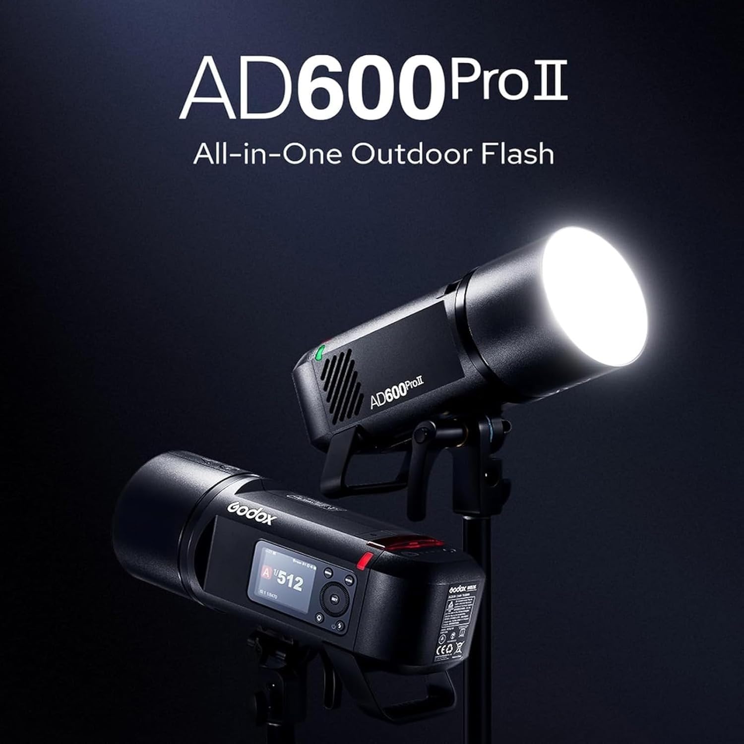 GODOX AD600 Pro II 600W G87 TTL 2,4GHz 1/8000s HSS Flash Exteriores,Tiempo de Reciclado 0,01-0,9s,Luz Modelado LED Bicolor de 40W para Canon,Sony,Nikon,Fujifilm,Olympus,Panasonic,Pentax,Leica Cámaras