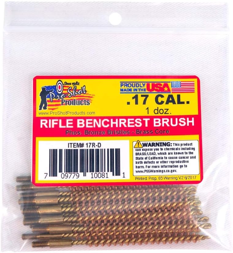 Pro-Shot Products .17 Cal./ .177 Rifle Bore Brush Dozen Pack, Brass