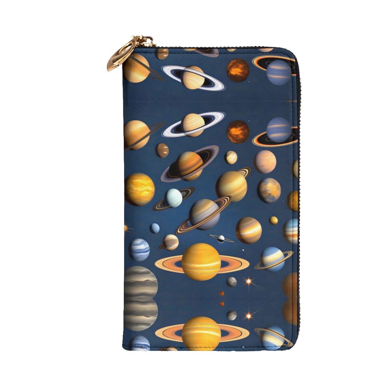 HerYng Solar System Planets Long Zip Clutch Wallet - Unisex Phone Case with Credit Card Slots, Coin Compartment, Cash Slot
