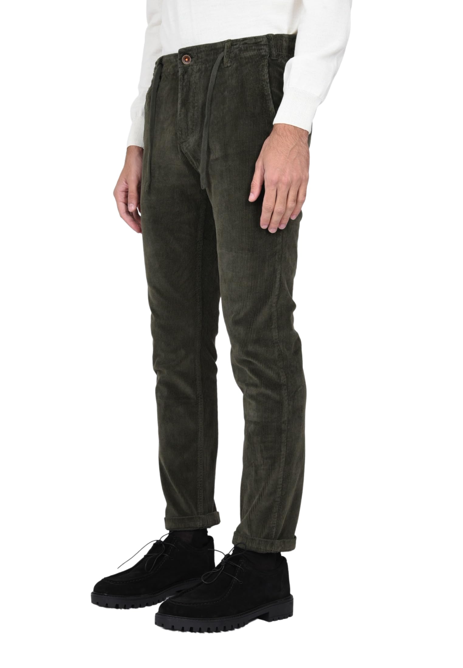 Ciabalù Pantaloni Uomo in Velluto Invernali Pantalaccio Caldo con Elastico in Vita e Laccio Elegante