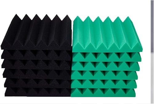 Miniatura 5 de Paquete de 48 paneles de espuma acústica negra de 2 x 12 x 12 pulgadas, insonorizados, de espuma de estudio, incombustibles, de alta calidad,