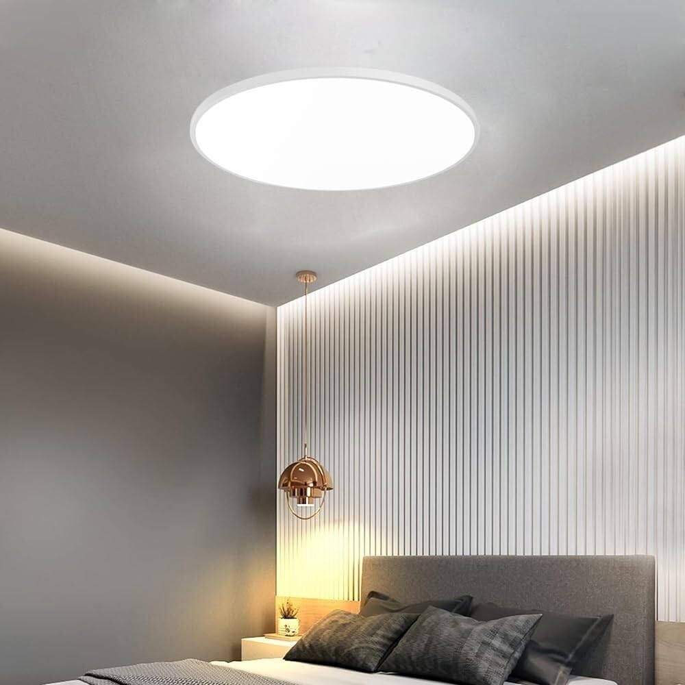Hertl Plafonnier LED, plafonnier LED avec détecteur de mouvement radar, lampe de plafond IP44, plafonnier rond moderne applicable à la salle de bain, chambre à coucher, cuisine, salon, balcon, garage