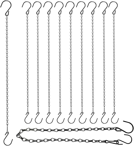 Miniatura 7 de HEDGBOBO Paquete de 15 cadenas colgantes negras de 25 pulgadas con ganchos para colgar comederos de pájaros, macetas, canastas, vallas