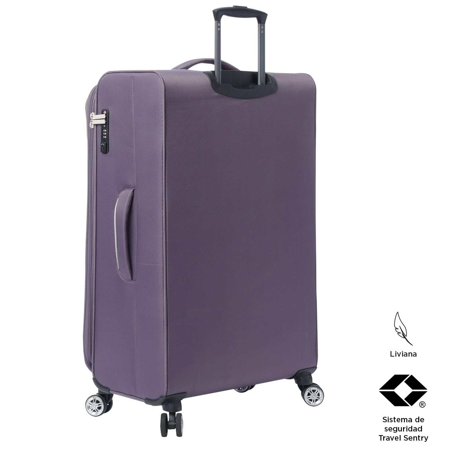TOTTO - Maleta de Viaje Tela, Modelo Liviana, Maleta Grande, Capacidad 108 L, Bolsillos Acceso Rápido, Ruedas Dobles Giro 360º, Manija Telescópica, Correas Internas, Candado TSA, Color Montana Grape