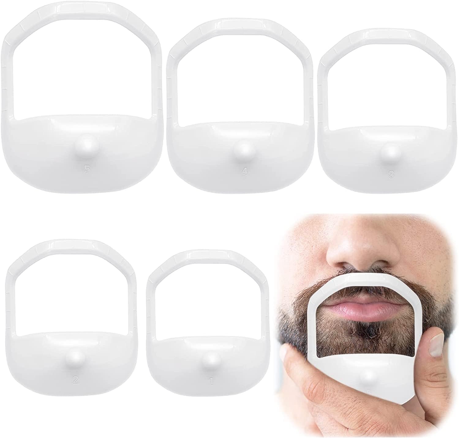 5PCS Beard Shaper Tool for Men, 5 Piece Set for Precise Beard Styling, DIY Grooming Templates for Various Beard Shapes, Ergonomic Handle Design for Secure Trimming Control-image-15