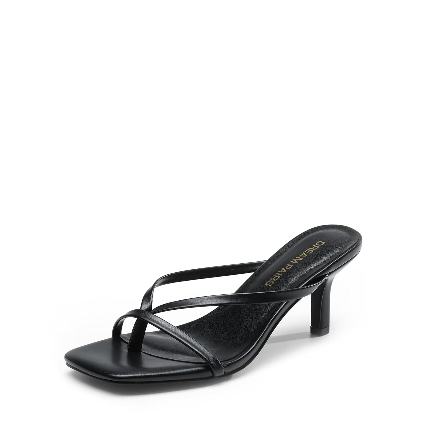 DREAM PAIRS Heels for Women Flip Flops Kitten Low Heels Open Square Toe Thong Heeled Sandals Fashion Comfort