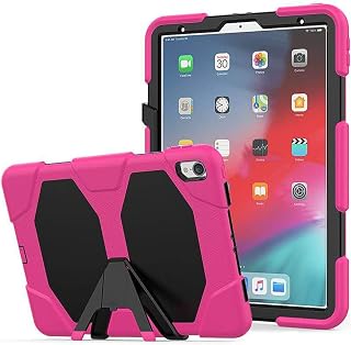 iPad Pro 11" Case 2020,Jennyfly Heavy Duty Shockproof Hard Rugged Durable 3-Layer Protective Kids Case with Detachable Kickstand Support Viewing/Typing Angle for 2018/2020 iPad 11 inch- Rose Pink