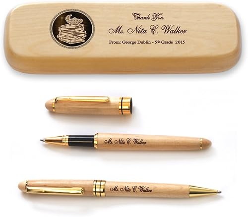 Miniatura 3 de PDTXCLS Thanh 39's - Estuche personalizado de madera de arce y dos bolígrafos para profesores