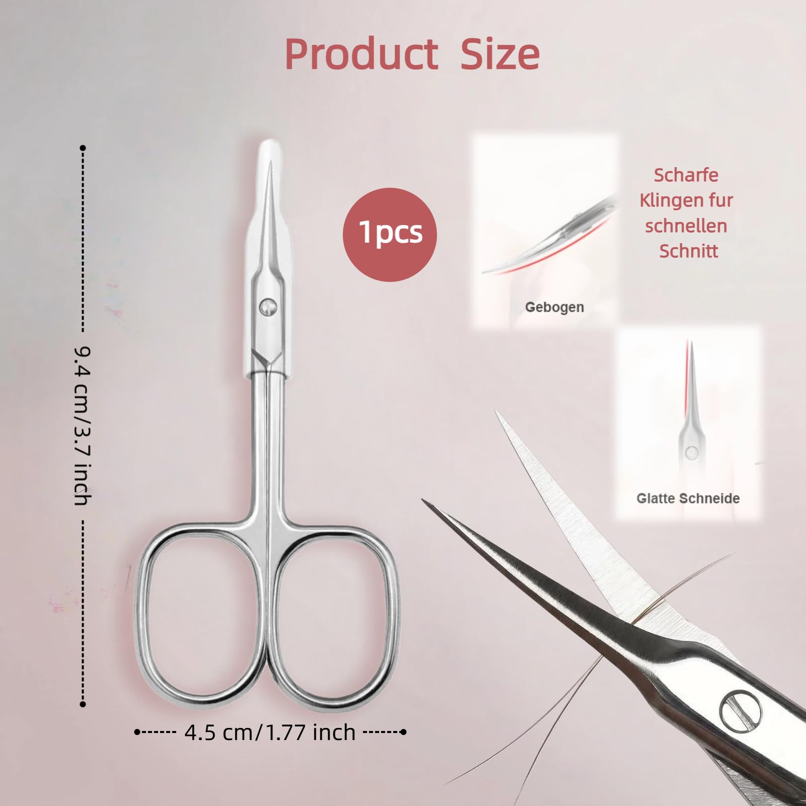 Hautschere Mit Dünner Spitze,Professionelle Nagelhautschere Mit Gebogener Spitze,Nagelschere,Nagelhaut,Extra Scharf Aus Edelstahl,Zum Präzisen Kürzen Entfernen Von Nagelhaut,Augenbrauen Und Wimpern