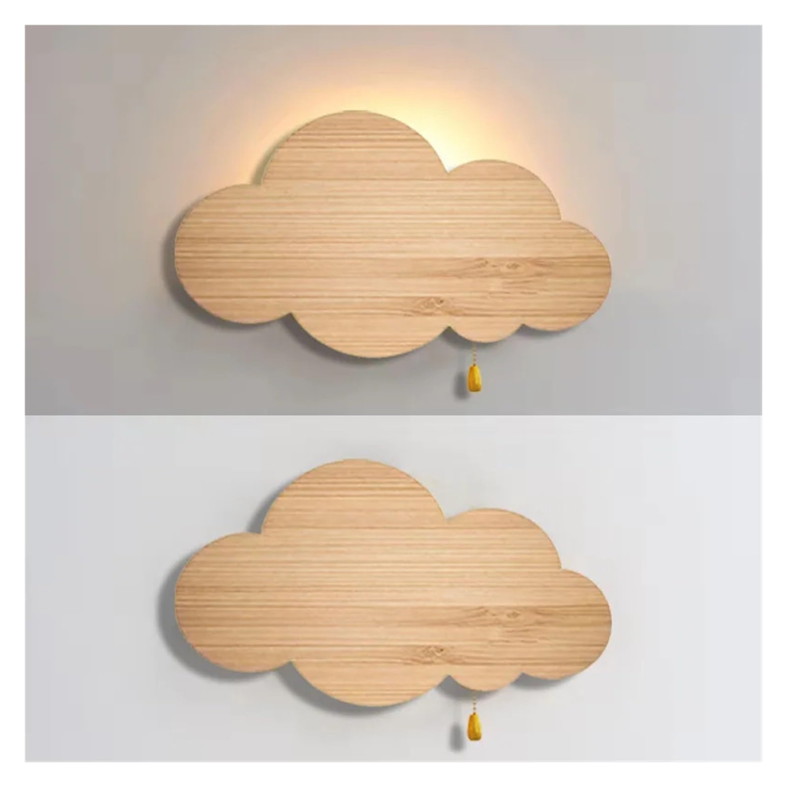 Lampada Da Parete A Forma Di Nuvola Con Effetto Legno E Dimmer, A LED, For Cameretta Dei Bambini, Camera Letto, Comodino Facile Installazione(Cloud 2PCS)