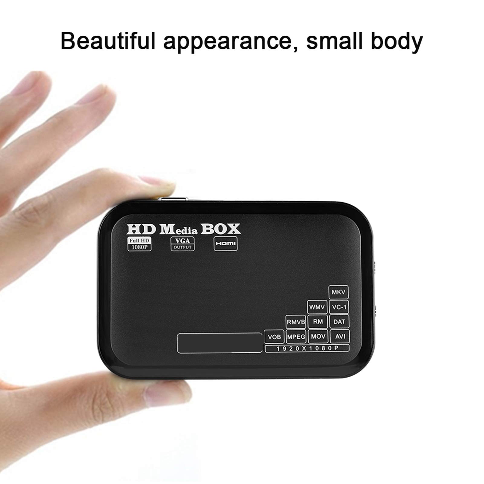 Lettore Multimediale 1080P, Mini Full HD Supporto Video MKV, AVI, MOV, FLV, WMV, Lettore Multimediale con Uscita HDMI, Alimentazione 110-240V, Spina Europea