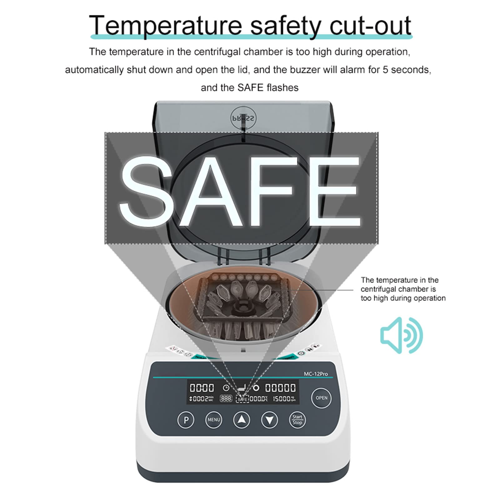 CentríFuga De Laboratorio De Alta Velocidad, Velocidad/SincronizacióN Ajustables, con Rotor, ProteccióN De Temperatura, AC100-240V / DC24V,MC-12pro