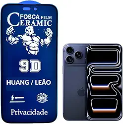Película Cerâmica Fosca Privacidade IPHONE X 11 12 13 14 15 16E 17 AIR PRO MAX Proteção Total, Anti-Risco, Anti-Espião e Não Deixa Marca De Dedo Na Tela (17 PRO MAX)