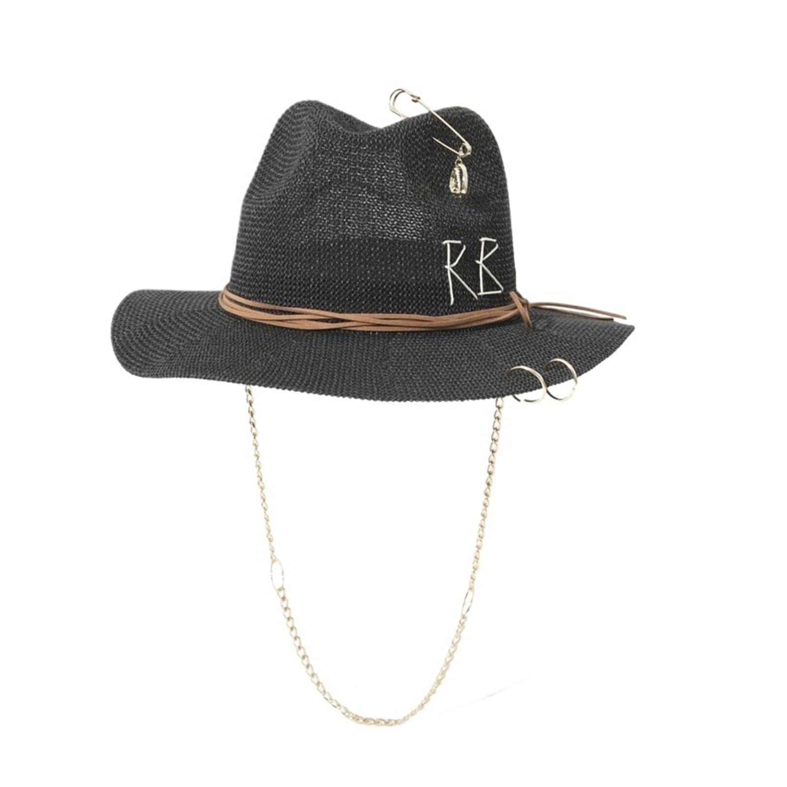 Cappello di Paglia con Logo Ricamato con Guscio in Metallo, Cappello da Sole in Stile Spagnolo per Spiaggia, Vacanze e Protezione Solare