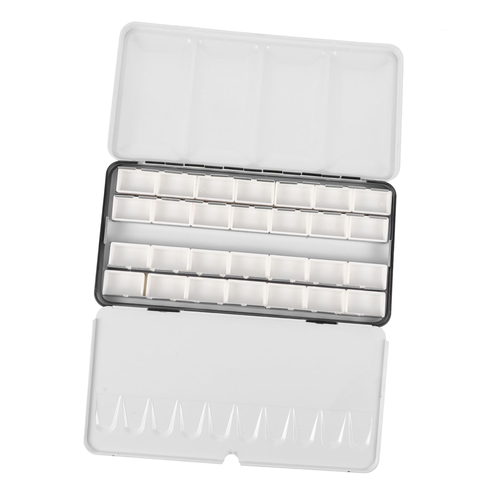 Boîte à Aquarelle Propre Compartiments en Fer Noir Vide Grosse Capacité Portable et Légère, Coffret Peinture pour Godets, pour Artistes en Déplacement