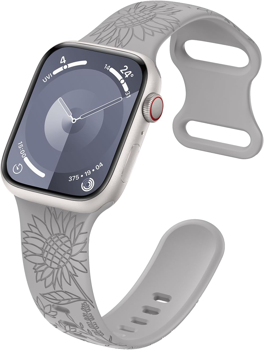 Higgs Flower Engraving Replacement Strap Compatible with Apple Watch Strap 41 mm 40 mm 38 mm 44 mm 45 mm 49 mm 42 mm Women Men Soft Silicone Sports Bracelets for iWatch Series Ultra 8 SE 7 6 5 4 3 2 1