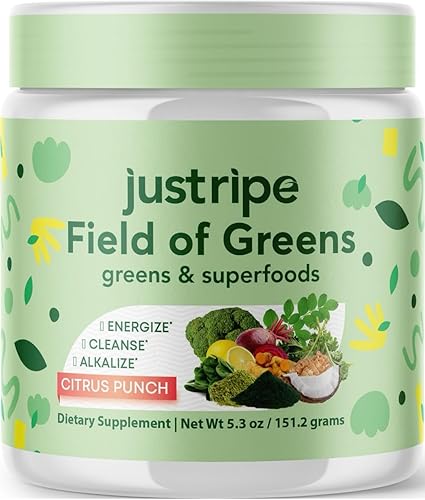 Field of Greens - Superalimento en polvo con espirulina orgánica, clorella, polvo de raíz de remolacha, probiótico Bacillus Coagulans, una mezcla a