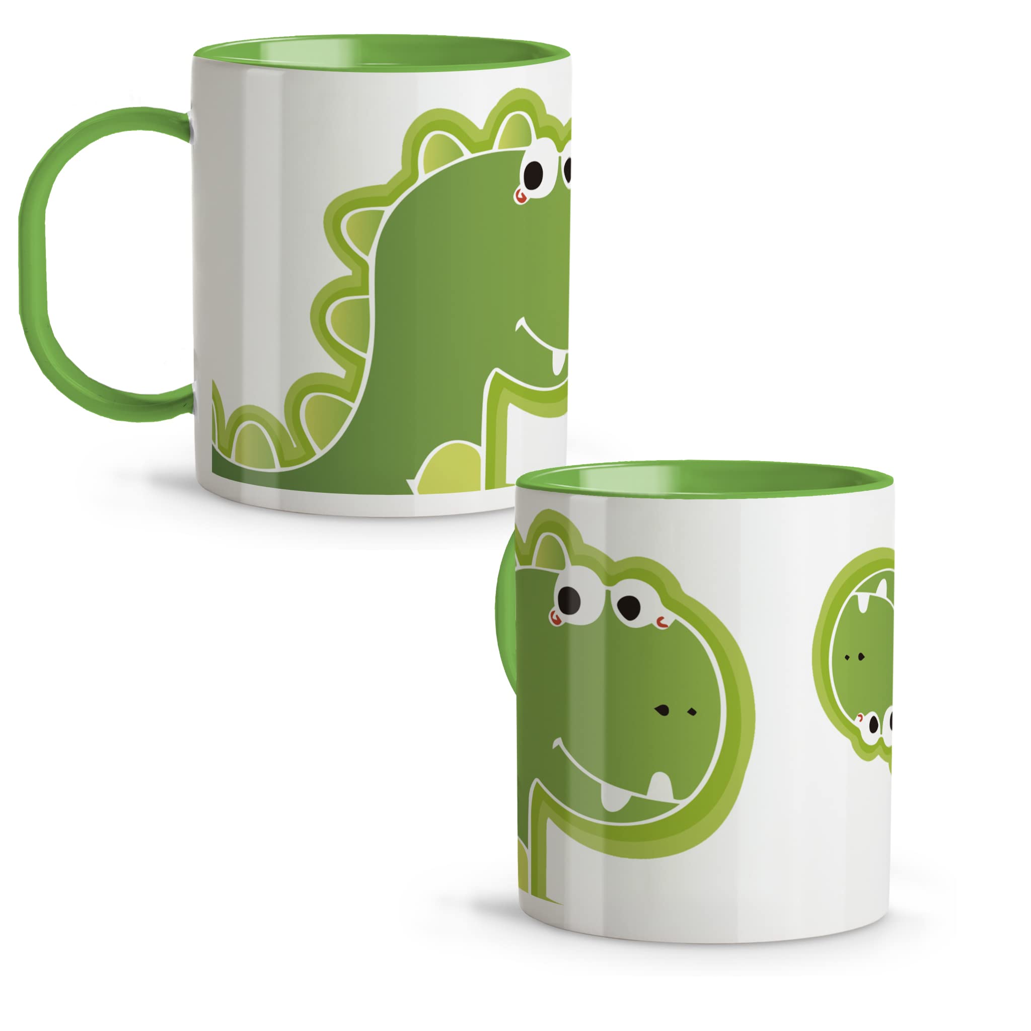 MakeThisMine Tazza E Sottobicchiere Personalizzati Con Nome - Design Dinosauro Colorato Per Bambini, Idea Regalo - 6