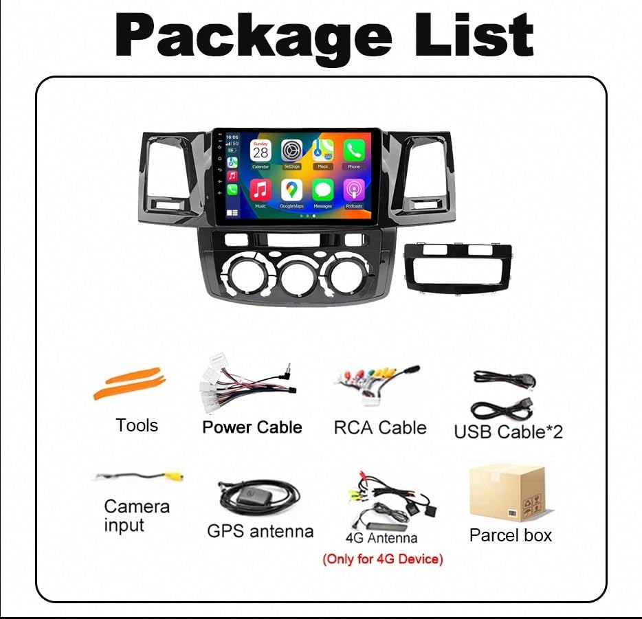 Radio coche 2 DIN para renovar tu toyota fortuner con manos libres y airplay 7