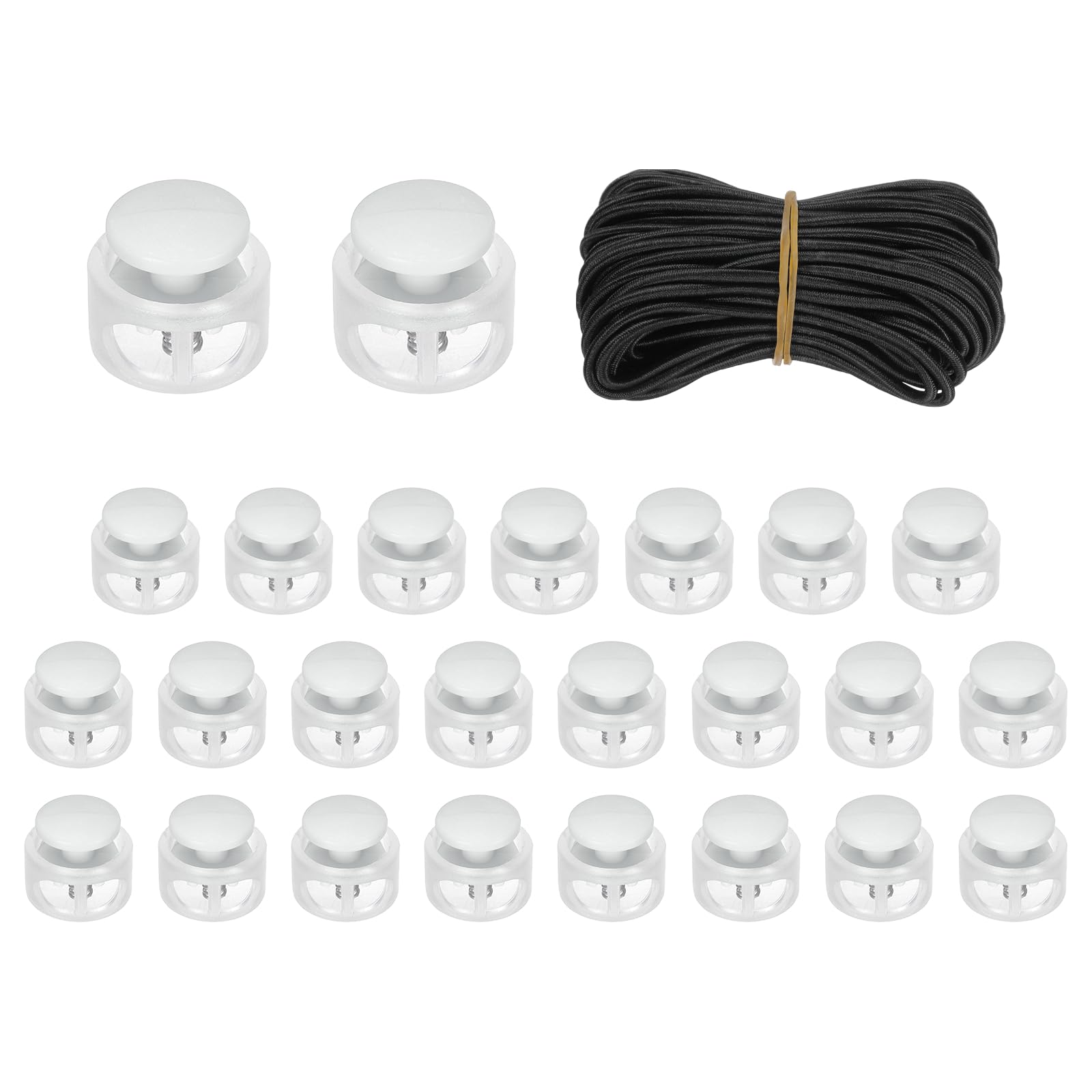 sourcing map 25Pcs Double Hole Cord Locks 17mm Translucent Base/White โ image 1