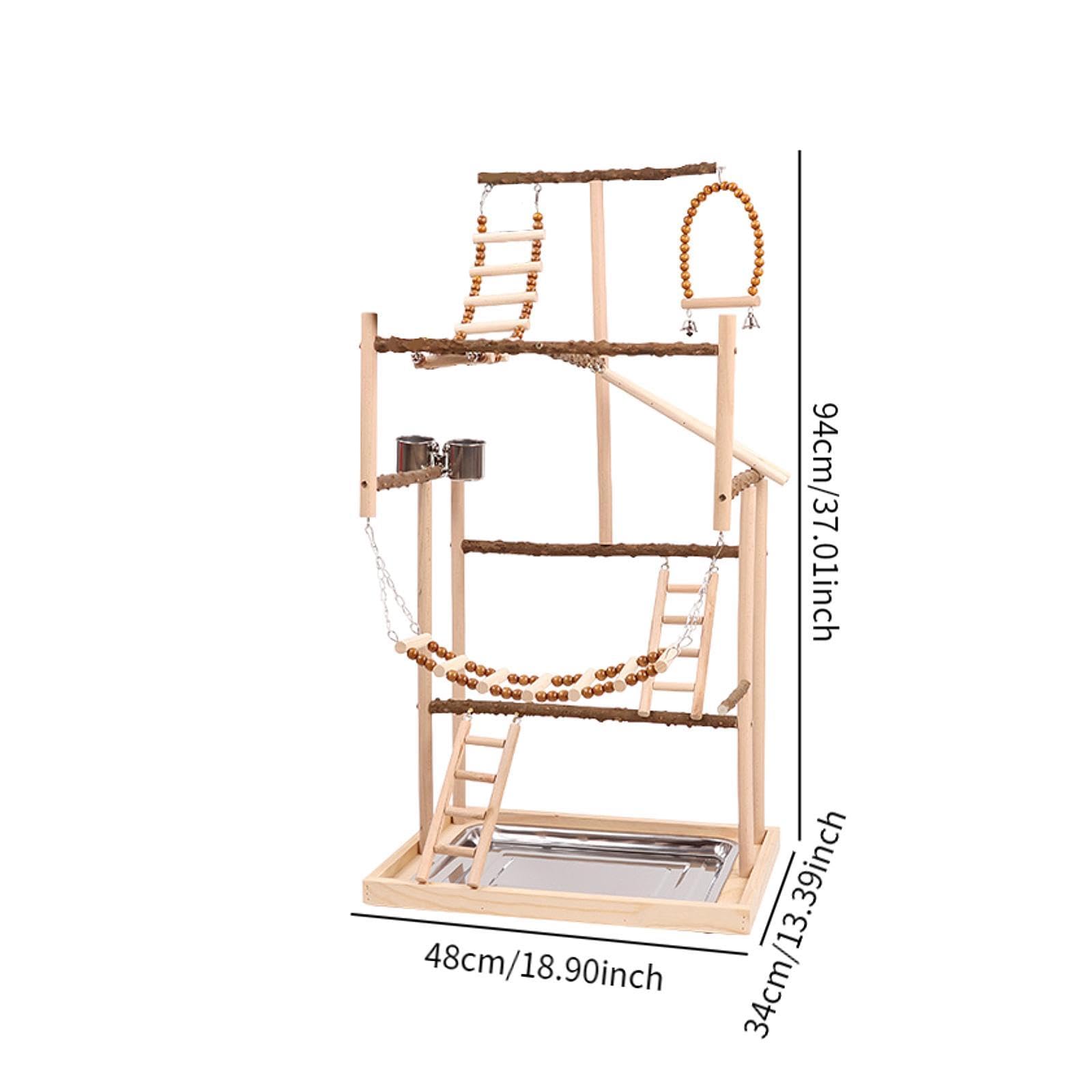 Gimnasio para Pájaros, Percha de Madera, Juguete de Ejercicio, Parque de Juegos para Loros, Corral de Madera con Percha para