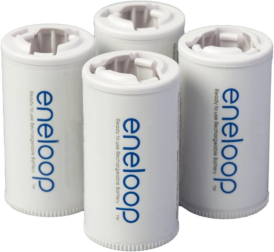 Panasonic BQ-BS2E4SA C Size Battery Adapters for Use With Ni-MH Rechargeable AA Battery Cells, 4 Pack
