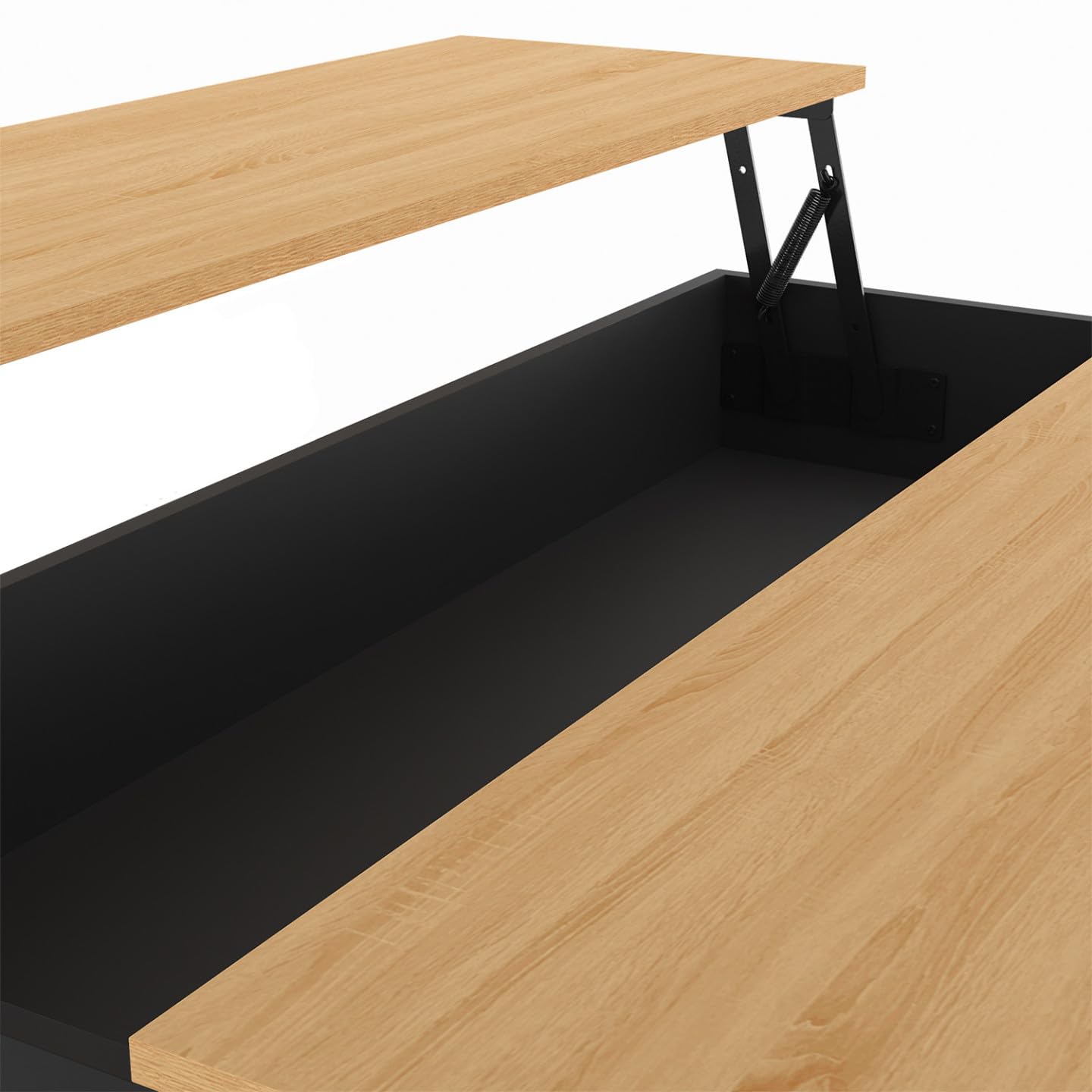 IDMarket - Ilot Central Cesar 110 cm avec Tablette relevable rectangulaire Bois Noir et façon hêtre