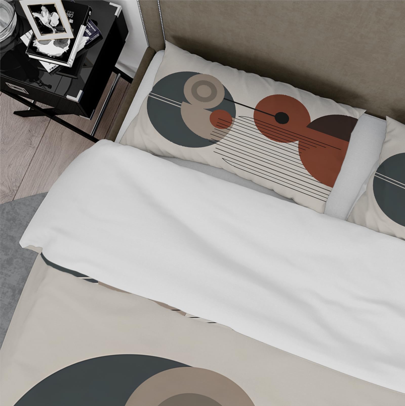 Abstrakcyjny geometryczny zestaw poszewek na kołdrę vintage nowoczesny styl lekki nadruk miękki minimalistyczny zestaw pościeli miękka mikrofibra 3 sztuki 180x220cm