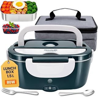Genérico Fiambrera Eléctrica 80W 1.5L Táper Eléctrico para Calentar Comida sin Microondas 12V/24V/220V- Calentador Portátil para Coche, Camión u Oficina