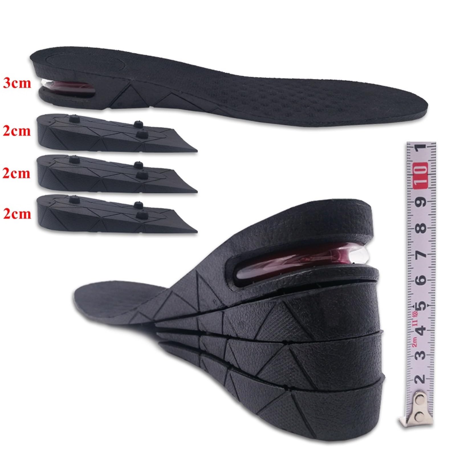 Plantillas Plantilla Invisible for Aumento de Altura for pies, 3/5/7/9cm, Elevador de Altura, Corte Ajustable, inserción de talón, Plantilla de Altura más Alta for Zapatos(Height 3cm)