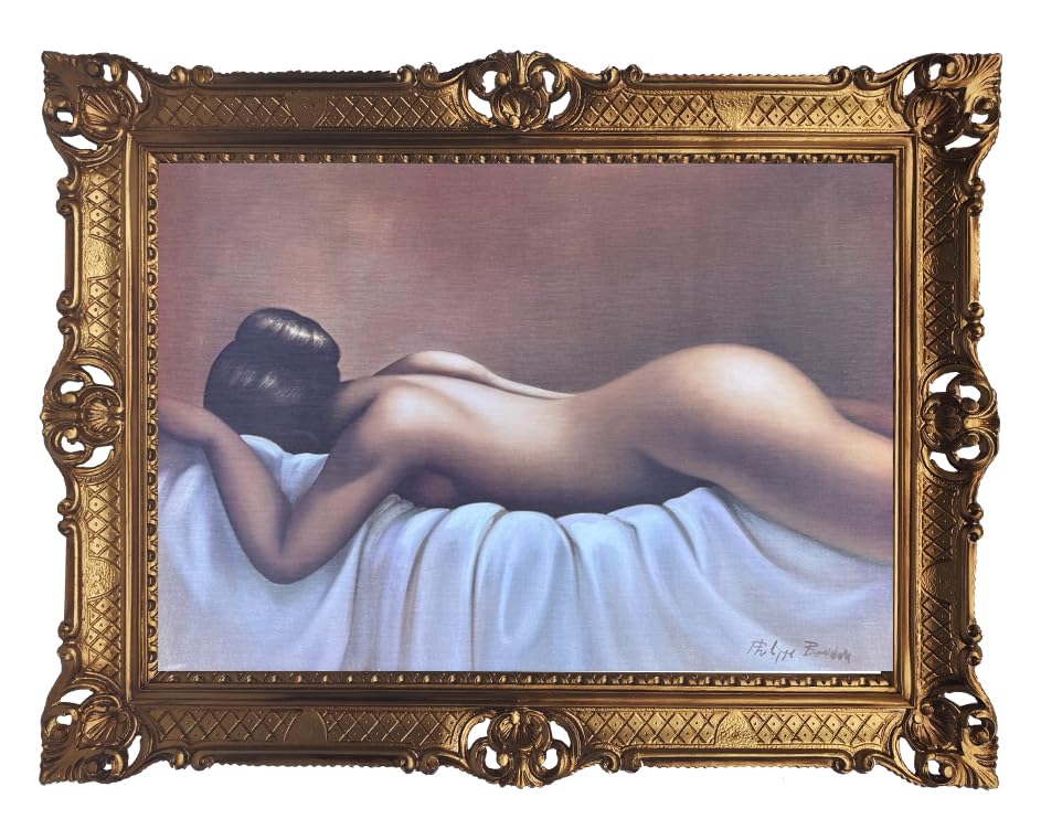 Lnxp Wunderschönes Gemälde 90x70 cm Künstler: „Philippe Boudon“ *Nackt Erotik Sexy Frau* Bild Bilder Barock Rahmen Antik Repro Renaissance