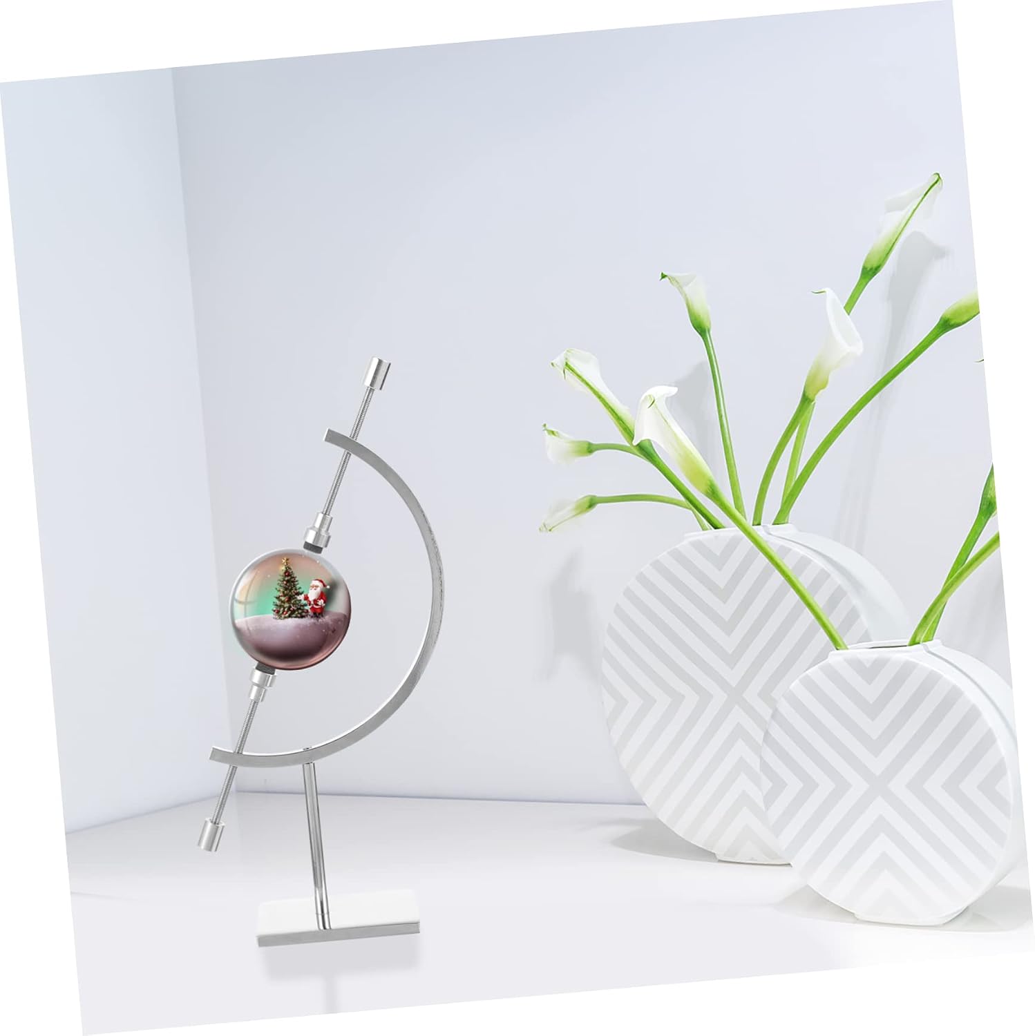 Sphere Holder Stand Stainless Steel Adjustable for Crystal Ball Xmas