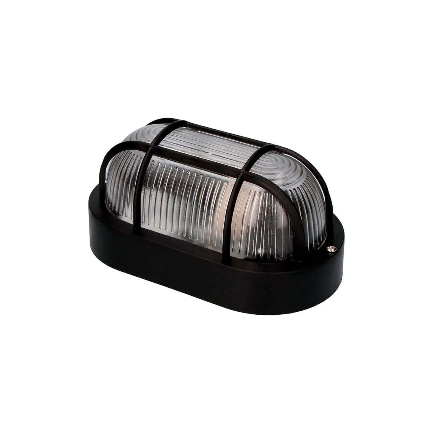 Blendend Aplique ovalado de plástico negro 60W, ideal para iluminación decorativa y funcional en interiores y exteriores.