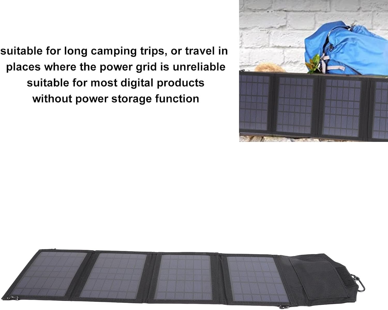 Portable Solar Panel Charger 14W Foldable with PET Polymer Surface, Dual USB 5V Output - High Efficiency 19% Conversion, Durable Outdoor Portable Charger for Camping and Travel