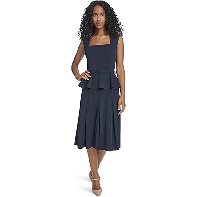 Платье Calvin Klein Short Sleeve Scuba Crepe Belted Peplum Aline