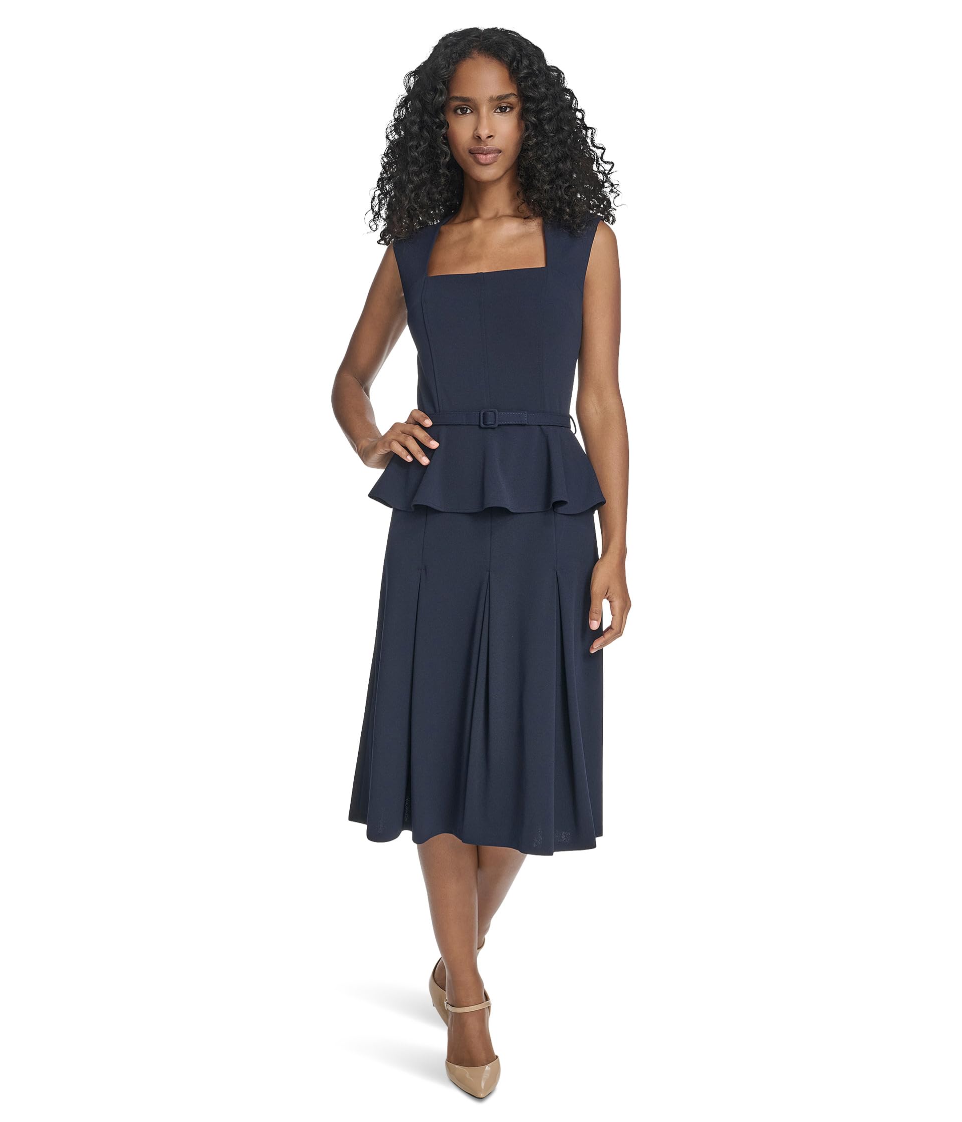 

                                                    Calvin Klein Women's Short Sleeve Scuba Crepe Belt