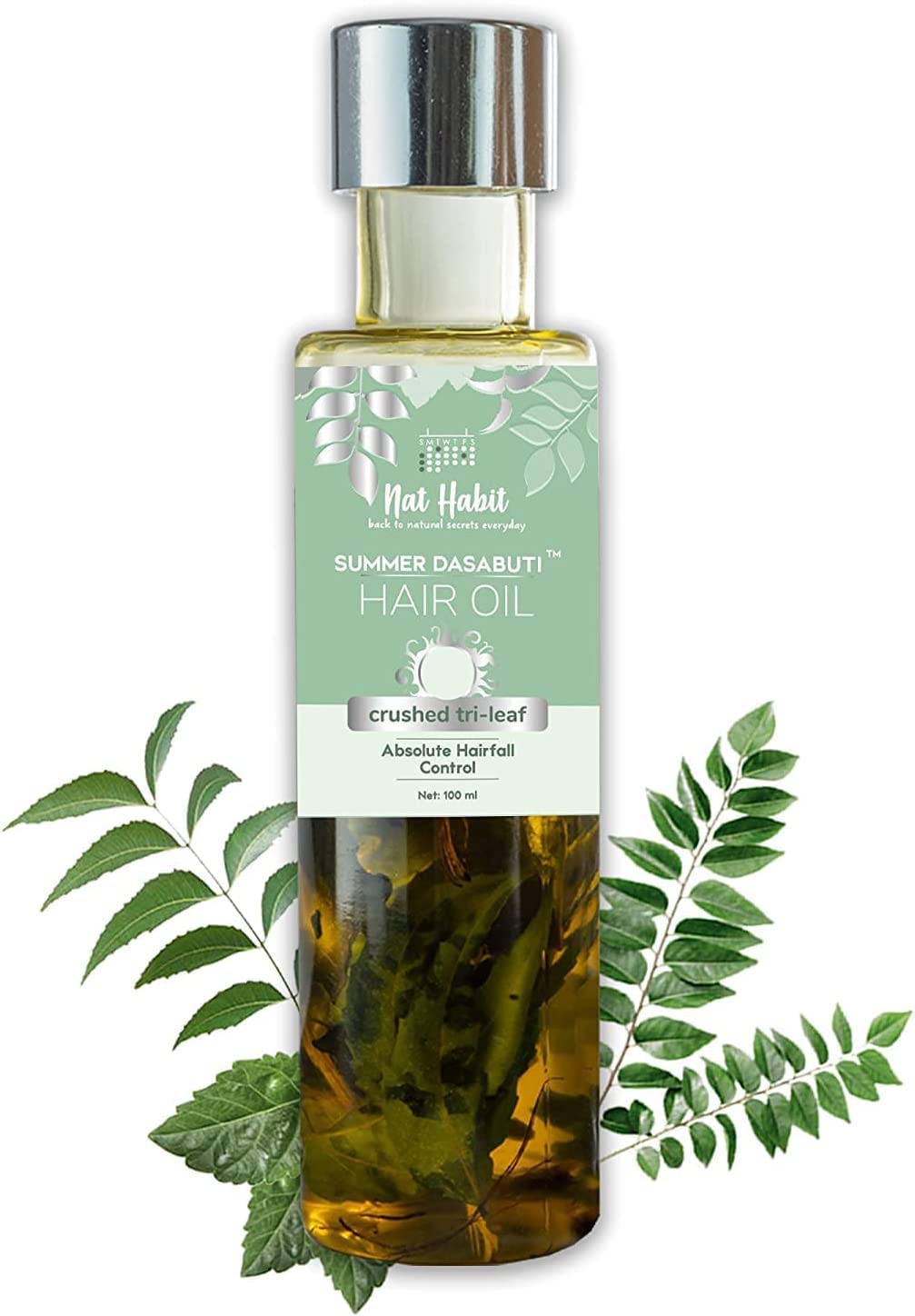 SPECNAT Habit TriLeaf Hair Fall Control Summer Dasabuti Hair Oil | Hair & Scalp Massage, Hair Growth, Dry Frizzy Hair | Ayurvedic, Herbal, Fresh Made | Castor, Coconut, Amla (100ml)