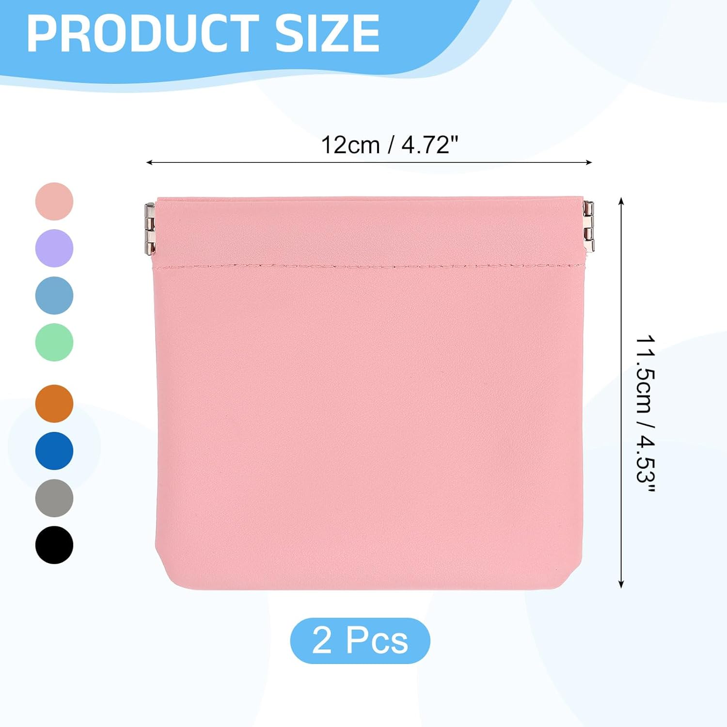 uxcell 2Pcs Coin Purse for Women, Leather Small Organizer Pouch, Portable Mini Storage Makeup Bag for Purse, Pink (5"x5") - Image 2