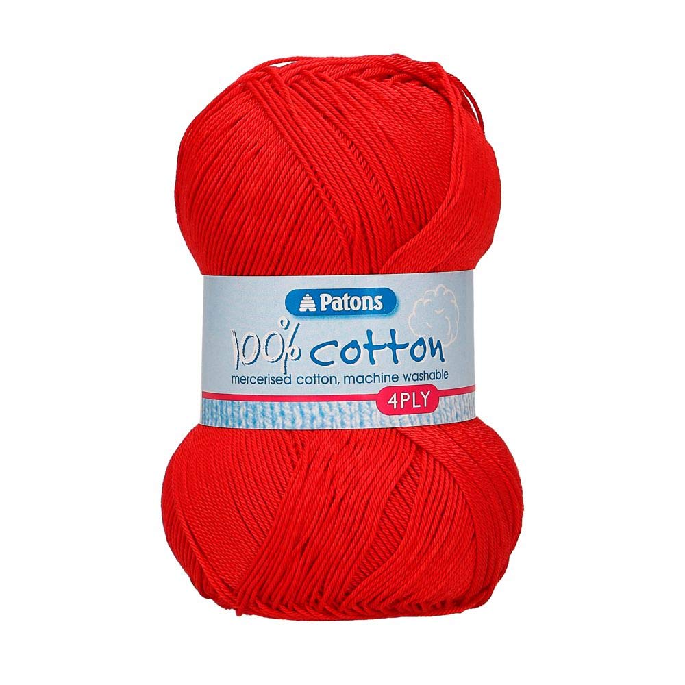 Patons Cotton 4ply, Red (1115), 100g