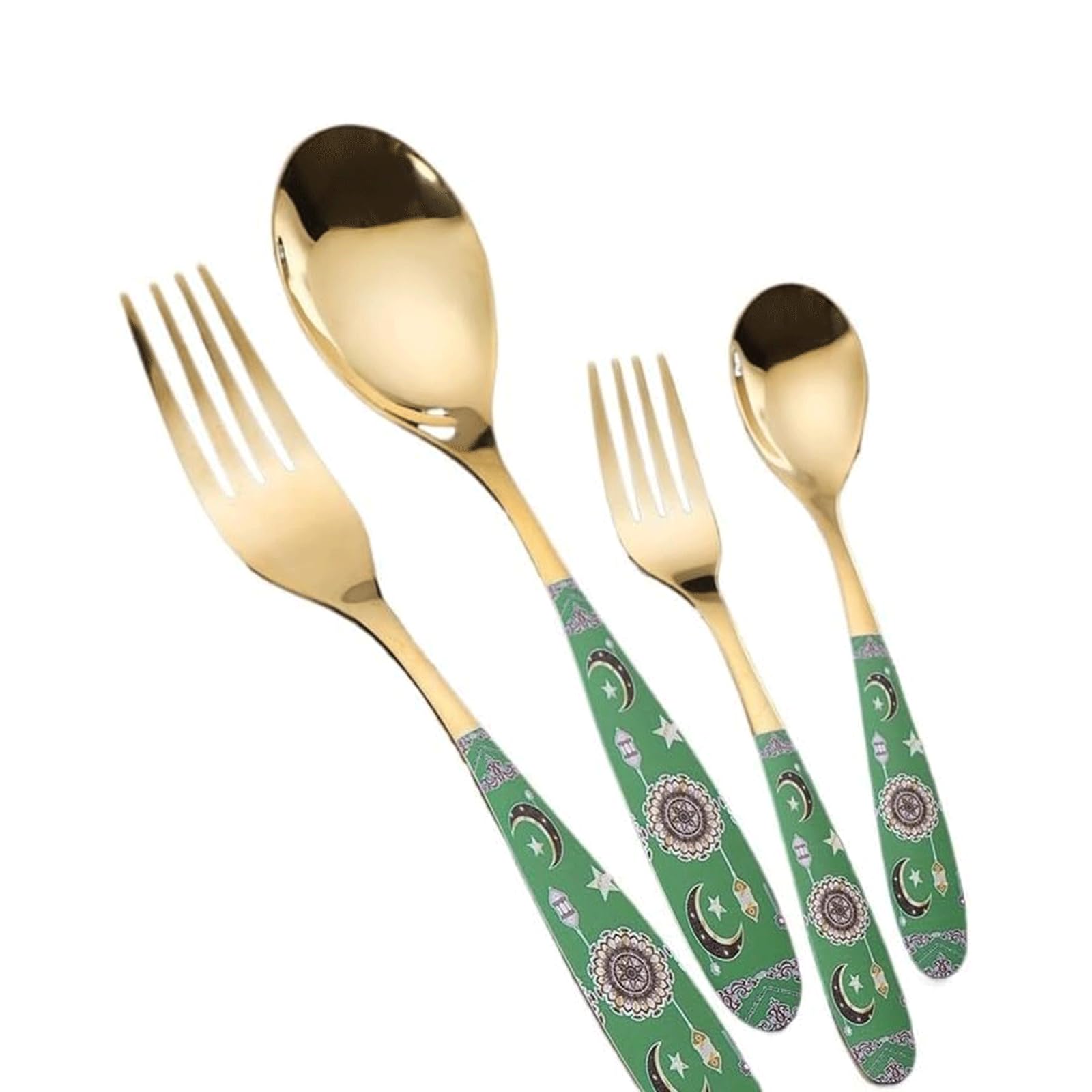 Rieort Ensemble de Couverts 4 pièces Couteau Fourchette cuillère en Acier Inoxydable Ensemble de Couverts rétro fourchettes à dîner Ensemble d'argenterie coloré Ensemble de Vaisselle