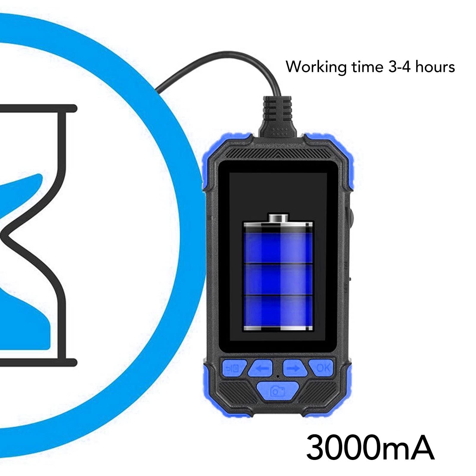 TENP Endoscopio a Doppia Lente, Schermo IPS da 4,3 Pollici Telecamera per ispezione periscopio HD 1080P con Batteria da 3000 mAh per lavori Sott'Acqua (Blu)