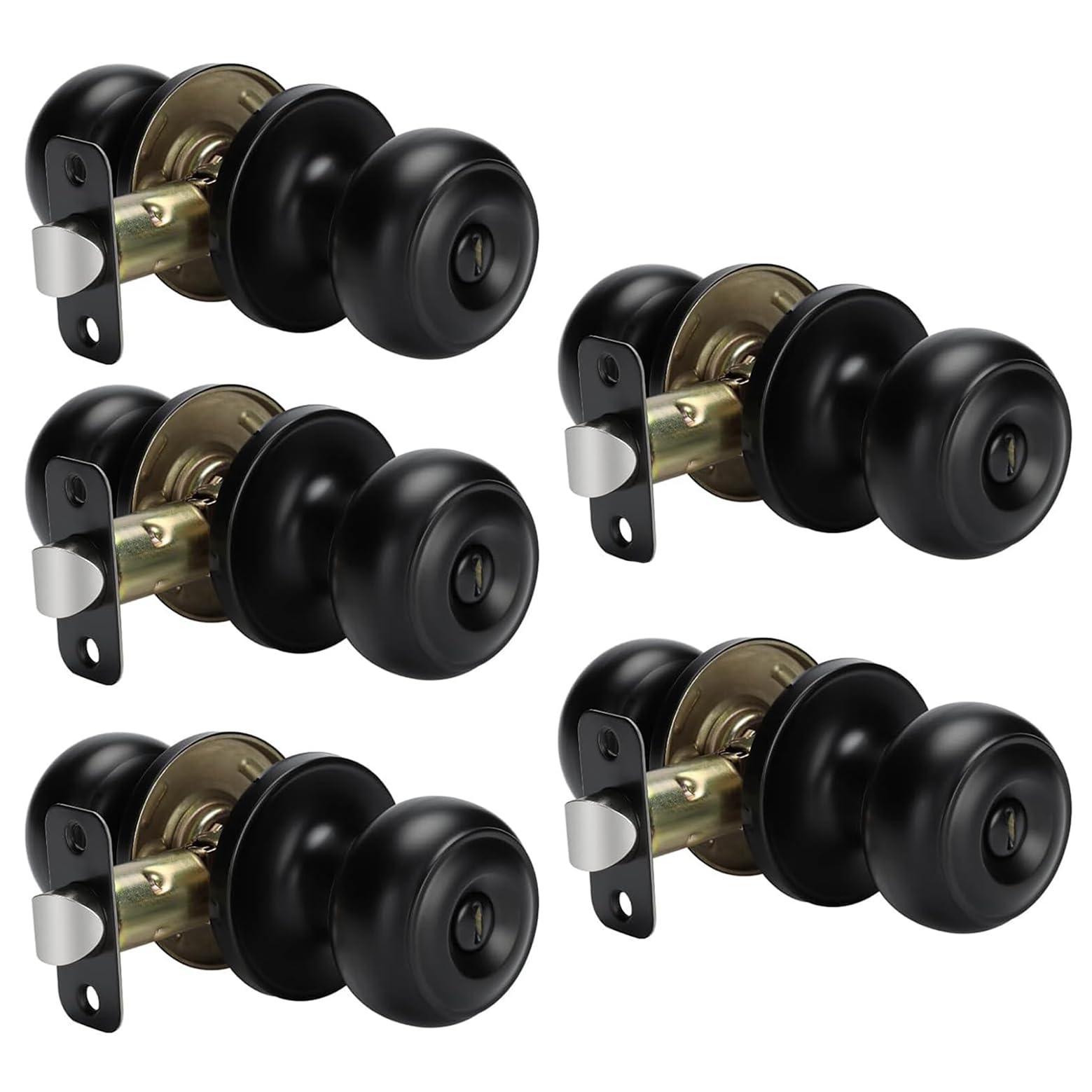 Haidms 5 Pack Matte Black Door Knobs Interior Privacy, Black Interior Door Knobs for Bedroom or Bathroom Classic Round Doorknobs Hardware