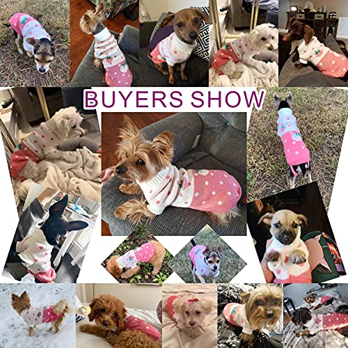 Chborchicen Pet Dog Sweaters Classic Knitwear Turtleneck Winter Warm Puppy Clothing Cute Strawberry And Heart Doggie Sweater (Pink, Medium) #TOP1