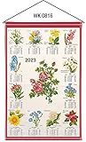 Stoffkalender Wandkalender, 45 x 65 cm, Baumwolle, inkl Stab und Kordel 0816 Blumen