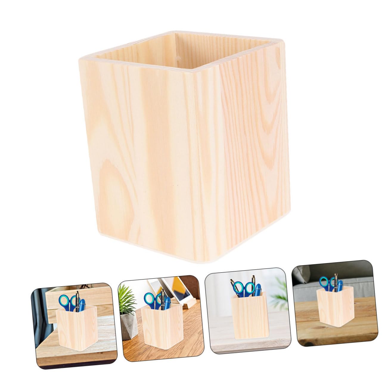 PRETYZOOM 16 Pz Barile di stoccaggio in legno organizer da scrivania con penna porta pennelli per trucco portamatite portapenne tazza della penna Portaspazzole porta di legno