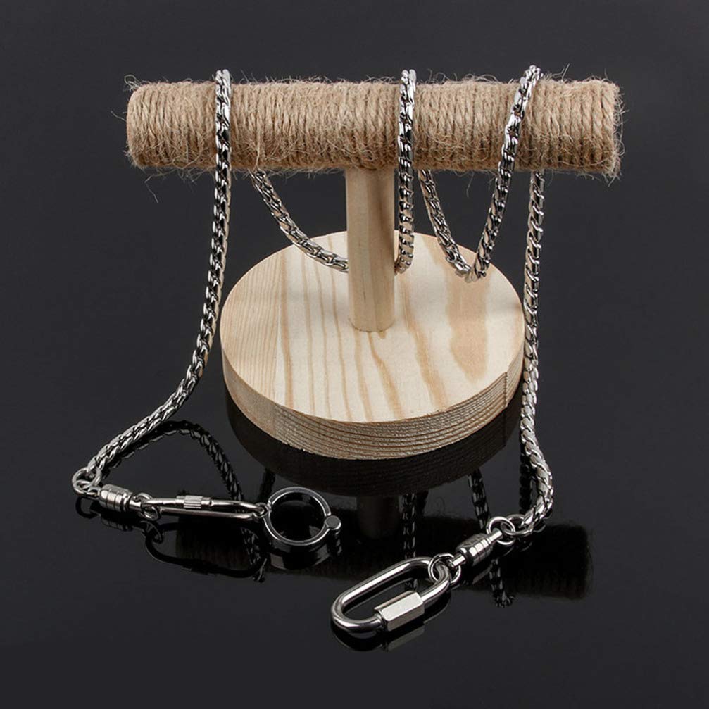 POPETPOP Parrot Foot Chain, Stainless Steel Bird Foot Stand Chain with Ring, Parrot Ankle Foot Ring Pet Supplies for Birds Cockatiels