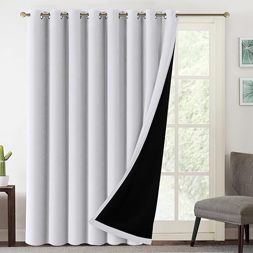 Miniatura 8 de MeilleMaison Paneles de cortina 100% opacas para ventana, para dormitorio, cortinas de bloqueo de luz completa con forro negro para sala de estar,