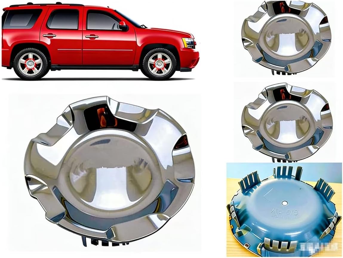 4PCS Polished Aluminum Cover Wheel Center Caps Hubcap Cover (20" 5-Spoke Wheels Only) Compatible with Chevrolet Silverado Avalanche Suburban Tahoe 2007-2014 Replace 9595152 9596007 OEM