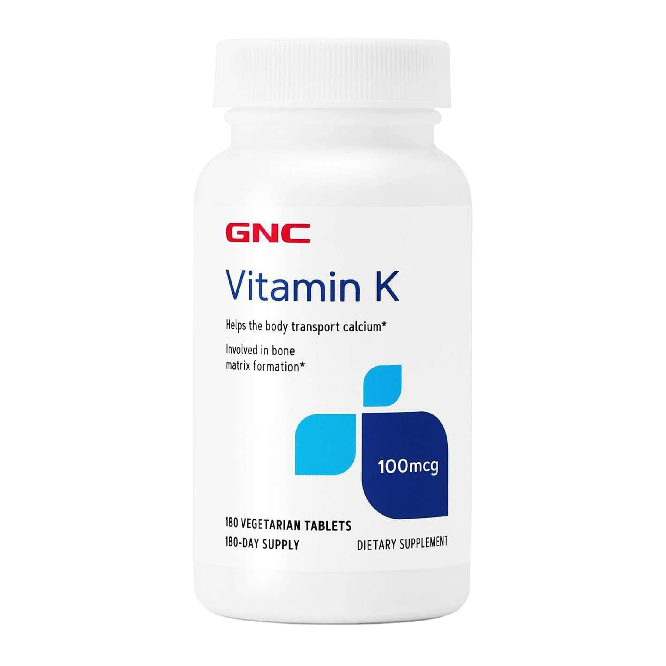 GNC Vitamin K 100mcg, 180 Tablets, Helps The Body Transport Calcium